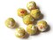 8 14mm Yellow Floral Fabric Wrapped Beads Woven Round Ball Beads
